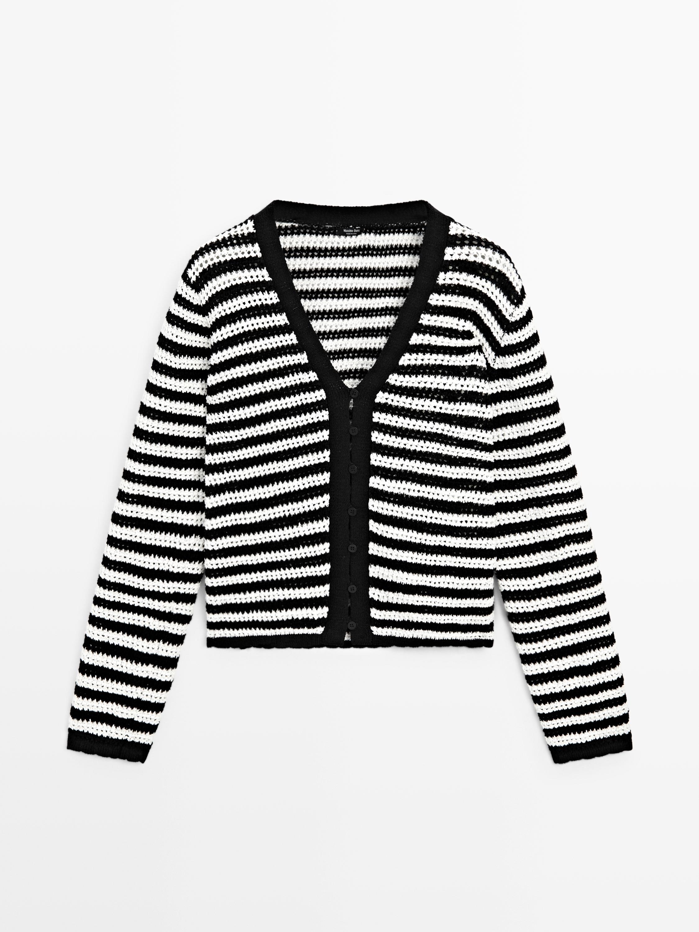 Cardigan en maille à rayures
